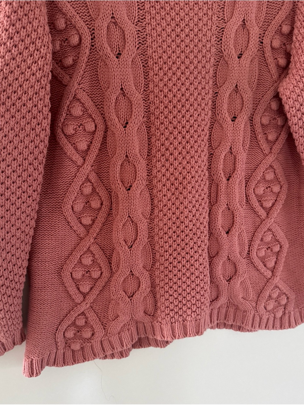Coldwater Creek Cabled Crew Neck Shaker Sweater Womens Medium Pink Bobble Knit - Picture 3 of 10